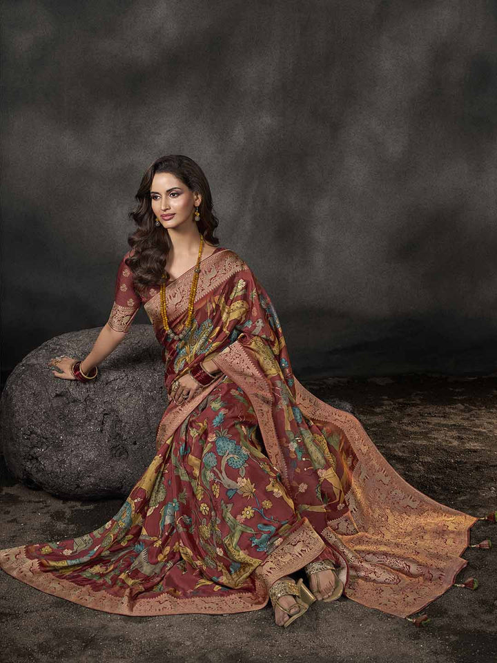 Tropical Printed Dola Silk Saree