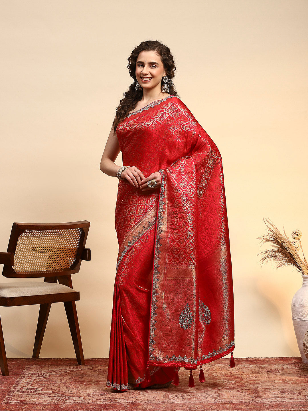 Woven Design Satin Saree