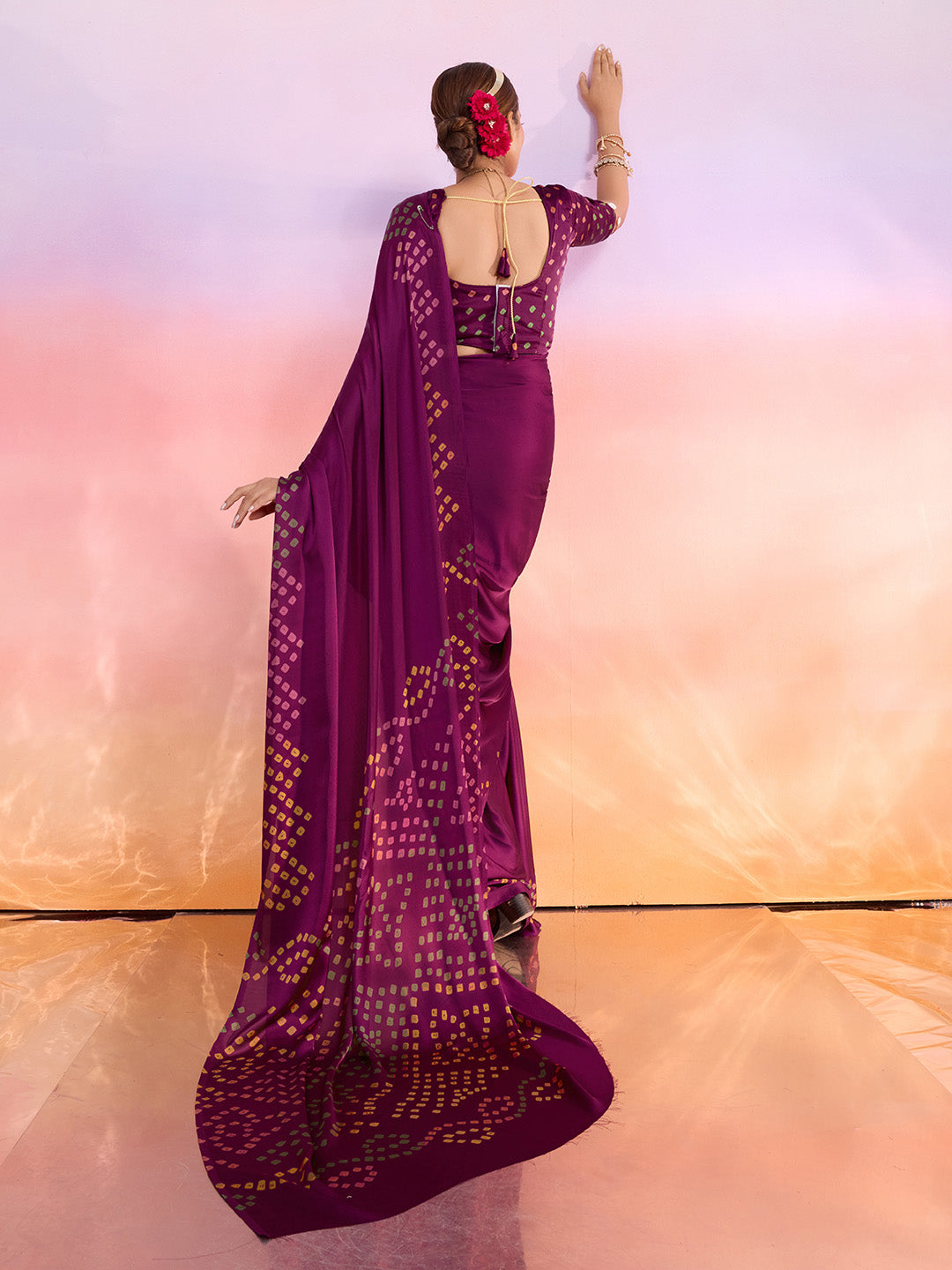 Printed Satin Saree
