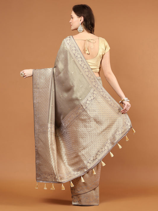 Zari Border Woven Satin Saree