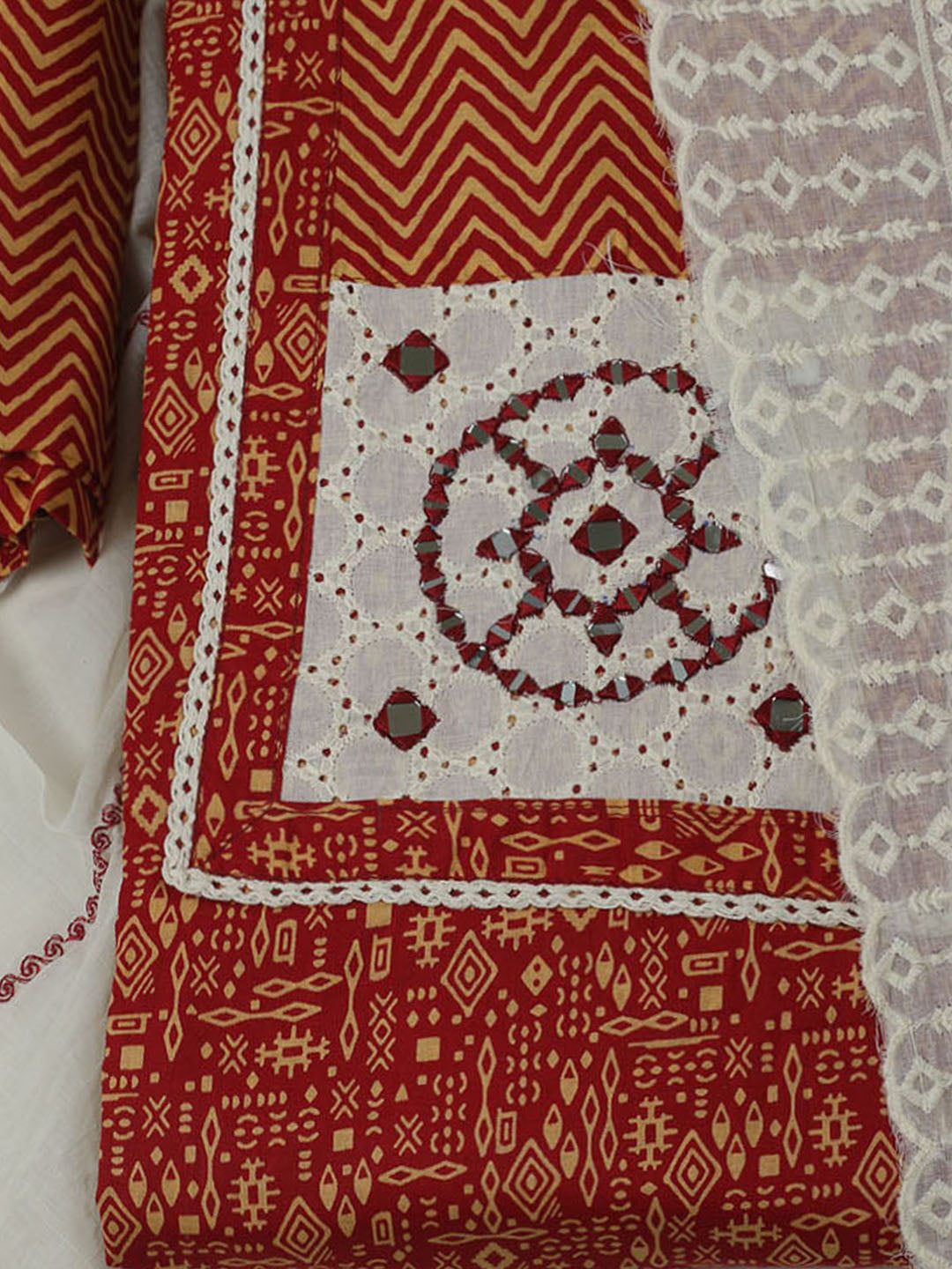 Printed Cotton Unstitched Kurta With Pant &amp; Dupatta