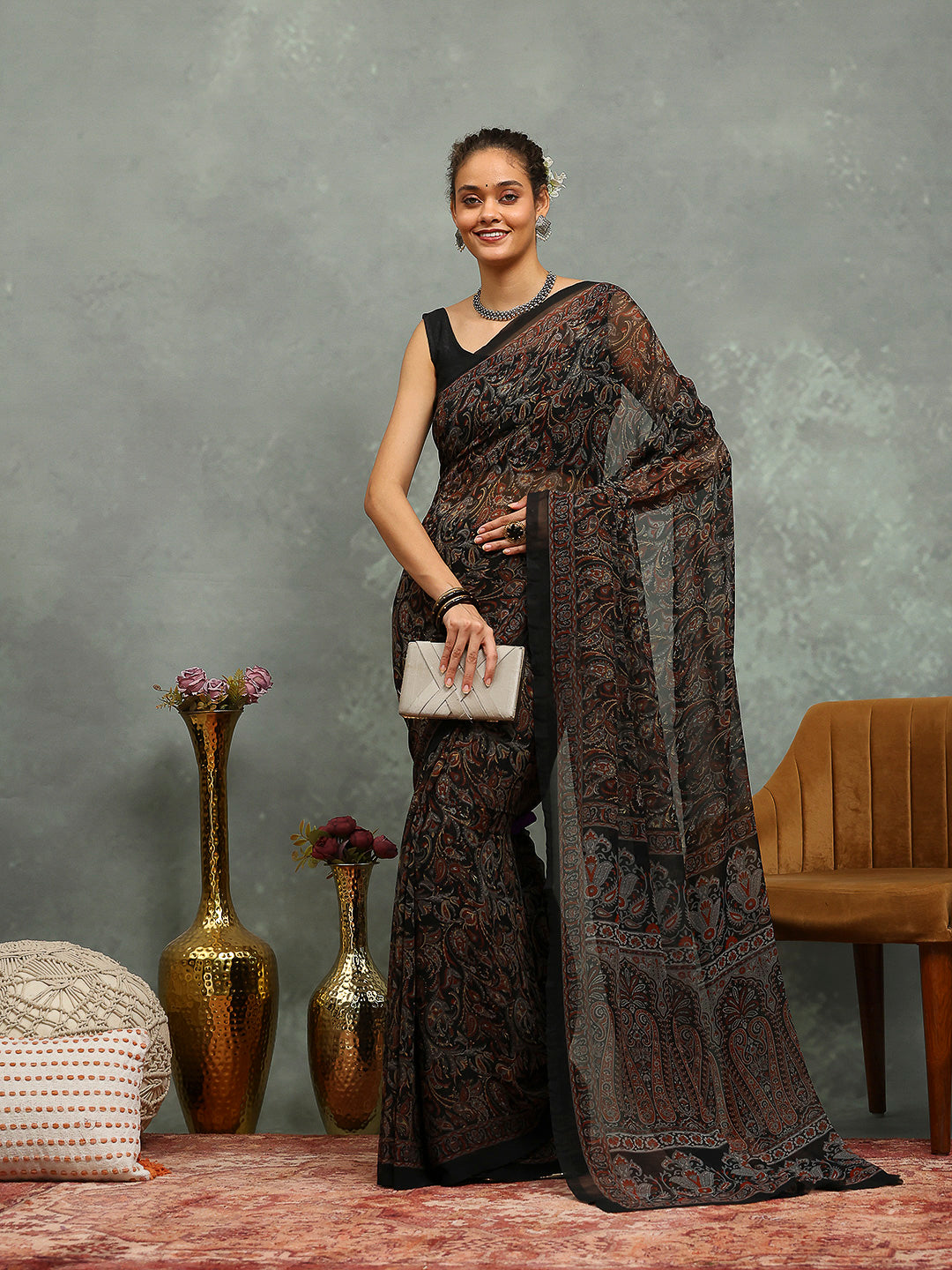 Floral Printed Georgette Saree