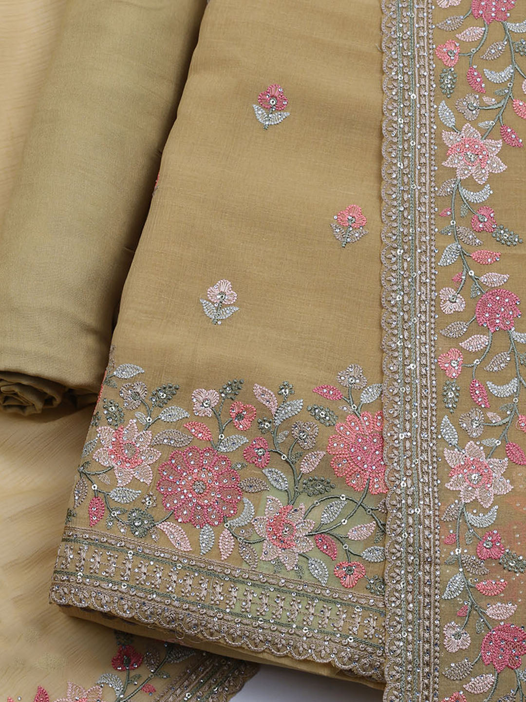 Embroidered Chiffon Unstitched Suit With Dupatta