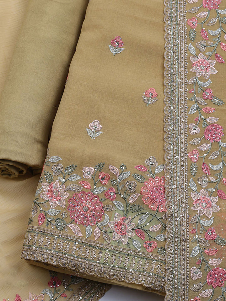 Embroidered Chiffon Unstitched Suit With Dupatta