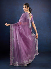 Stone Embroidery Organza Saree