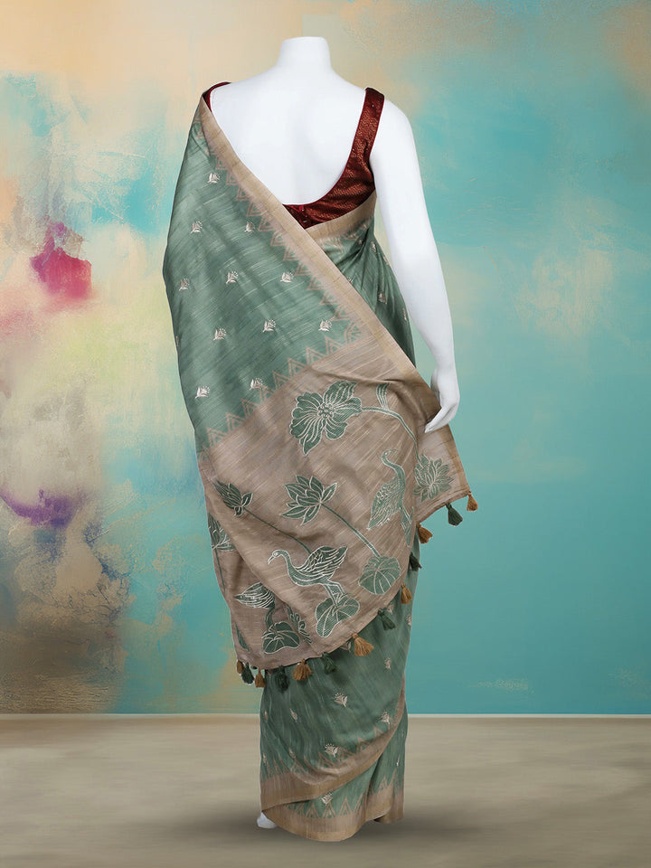 Printed &amp; Embroidered Booti Art Silk Saree