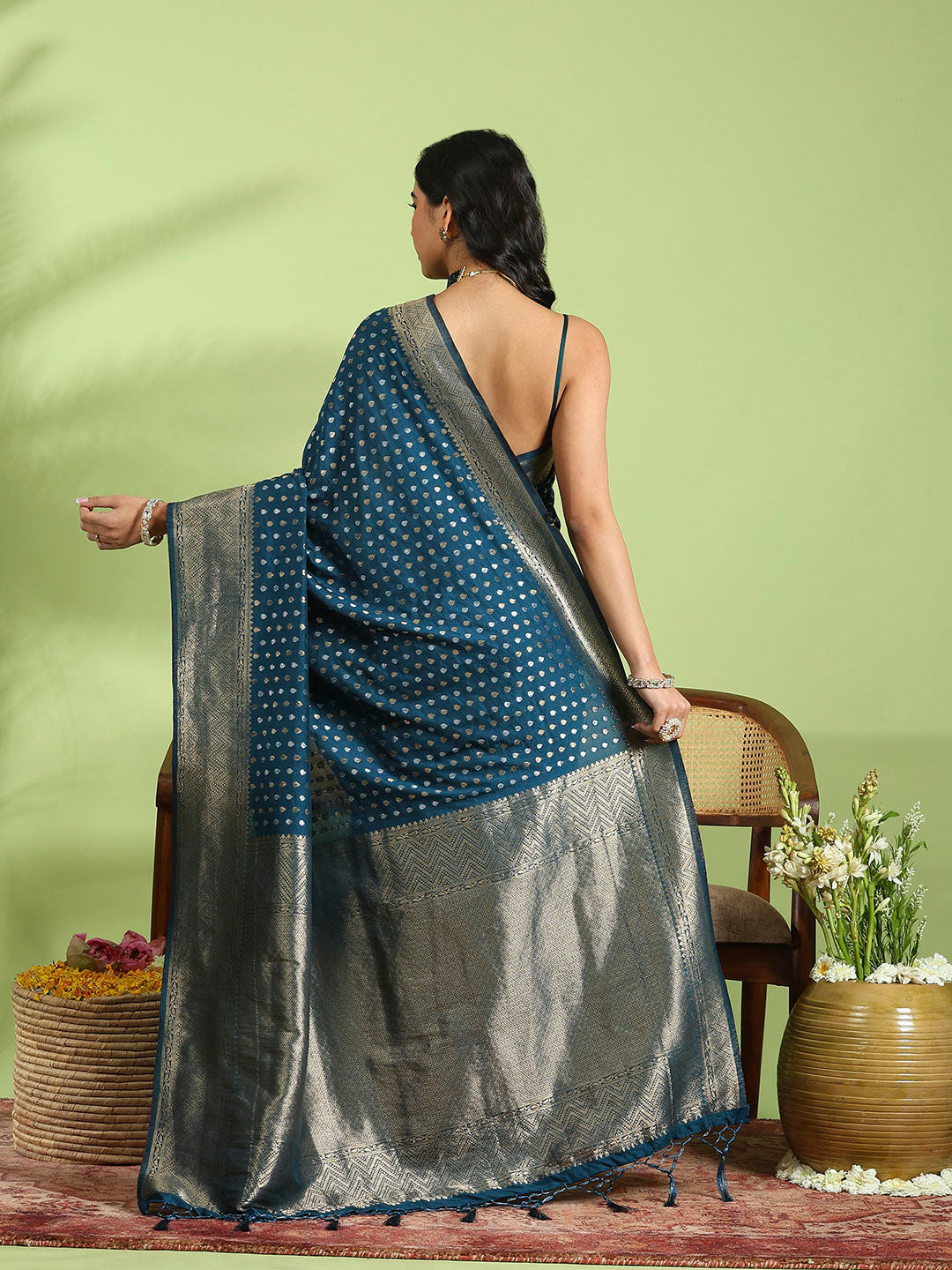Plain Crepe Saree