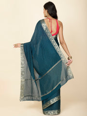 Resham Sequin Embroidery Crepe Saree