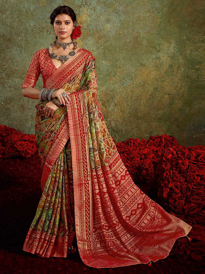 Abstract Printed Georgette Saree