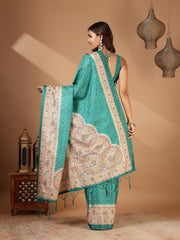 Printed Tussar Silk Saree