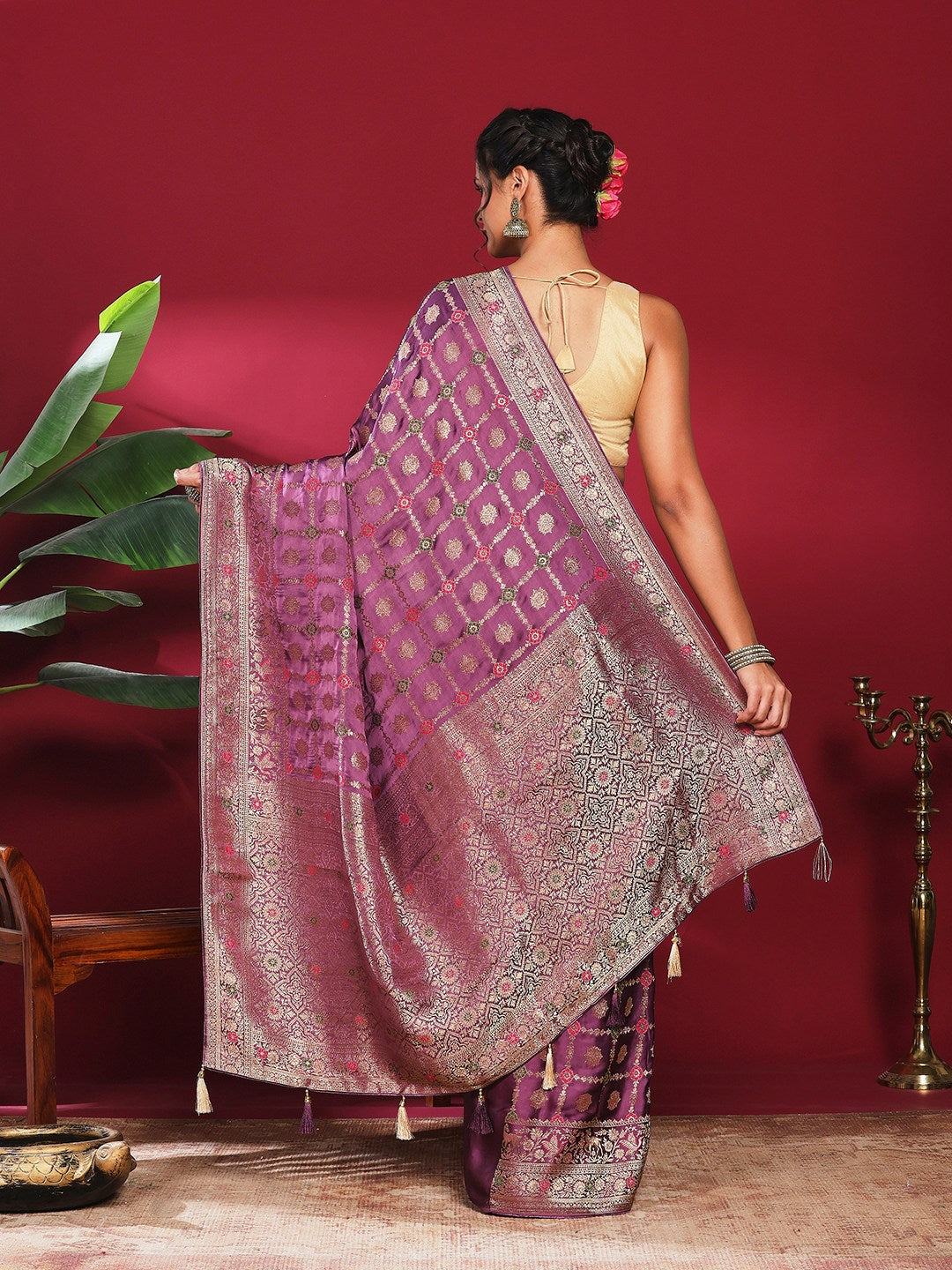 Woven Design Satin Saree