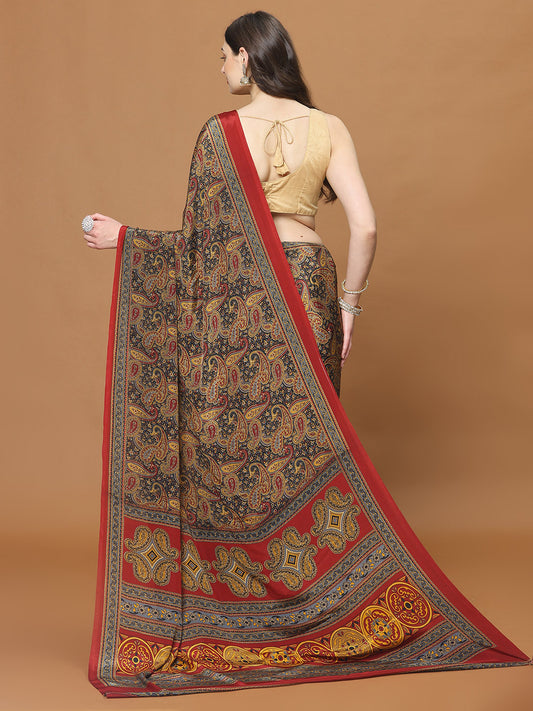 Digital Printed Satin Woven Saree