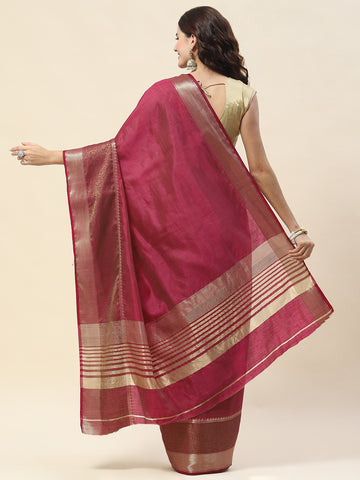 Plain Zari Border Woven Handloom Saree