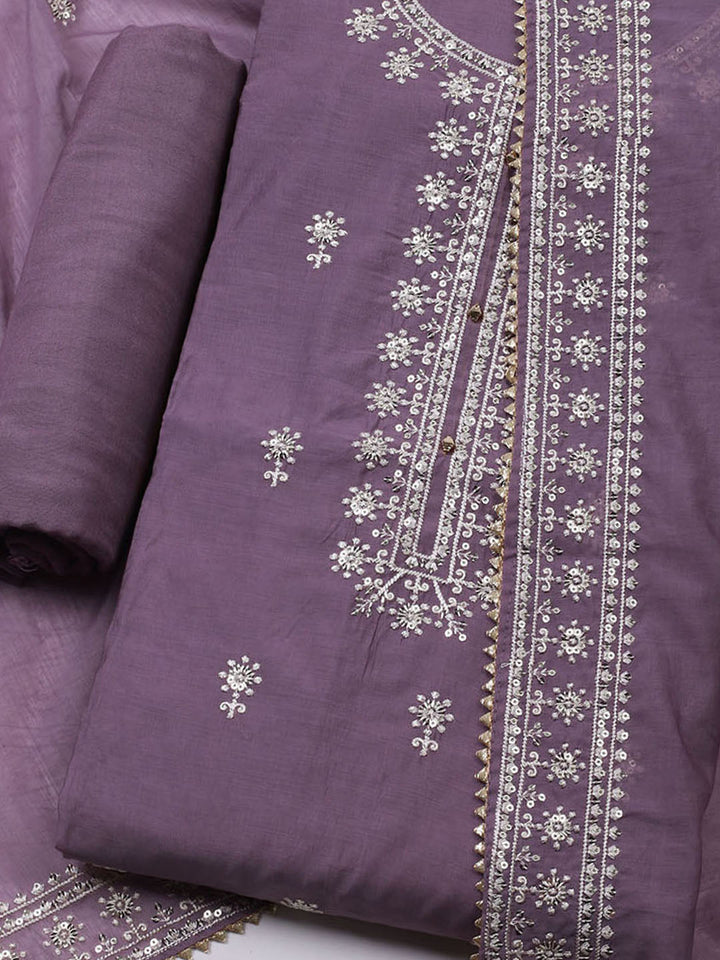 Embroidered Muslin Unstitched Kurta With Pant &amp; Dupatta