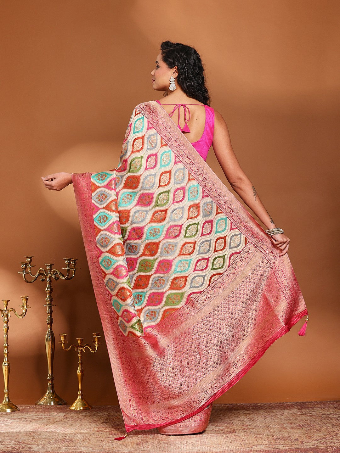 Zari Jaal Woven Satin Saree