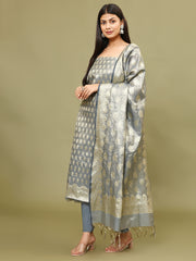 Woven Chanderi Unstitched Suit With Dupatta