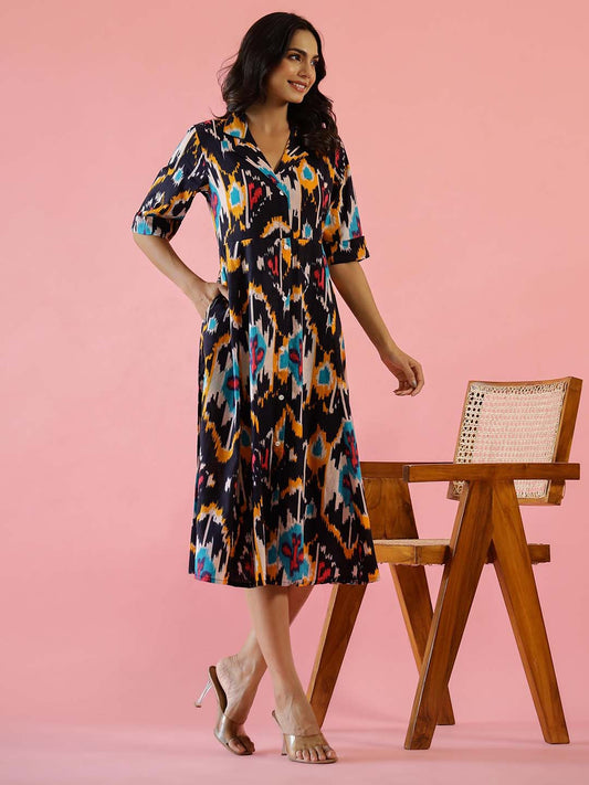 Abstract Print Cotton Dress