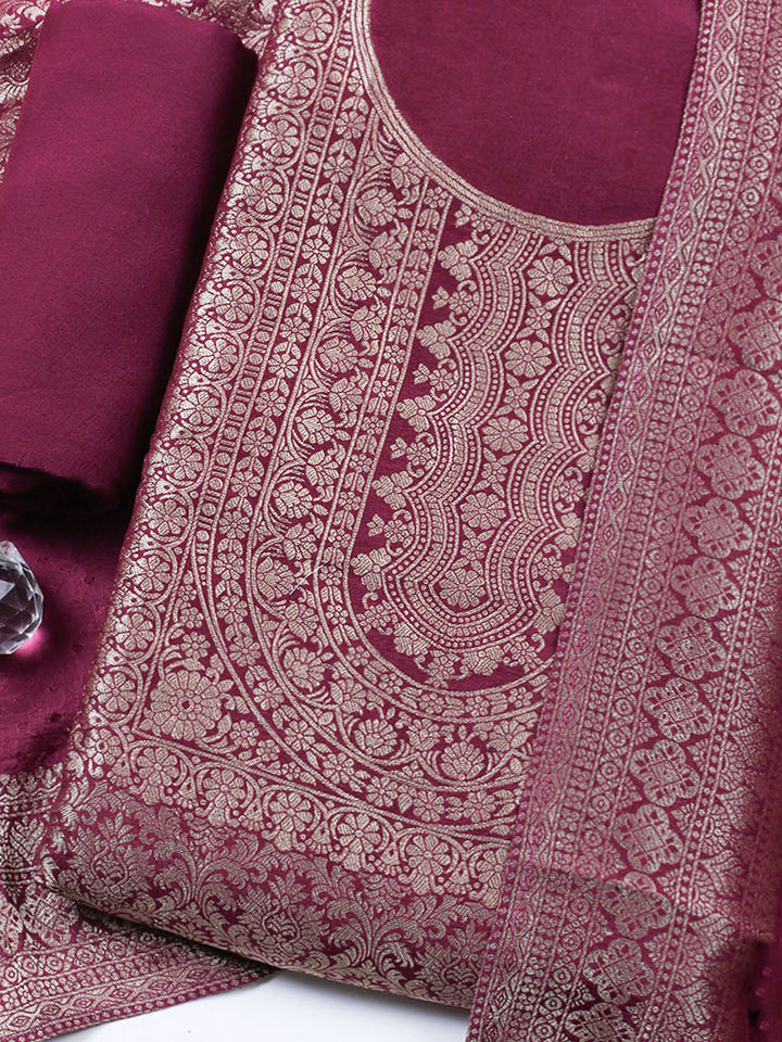Embroidered Tissue Unstitched Suit With Pant &amp; Dupatta