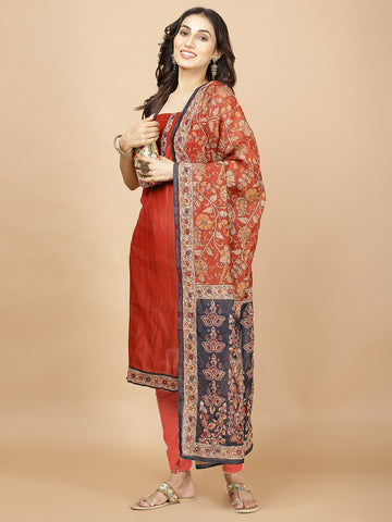 Kantha Printed Chanderi Unstitched Suit With Dupatta