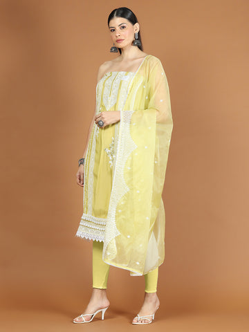 Neck Embroidered Muslin Unstitched Suit Piece With Dupatta