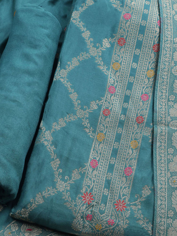Pashmina Woven Design Unstitched Kurta With Pant &amp; Dupatta