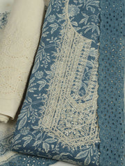 Printed Cotton Unstitched Suits Printed Suit With Pant & Dupatta