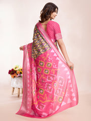 Patola Zari Border Art Silk Woven Saree