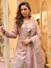 Embroidered Art Silk Suit With Pant & Dupatta