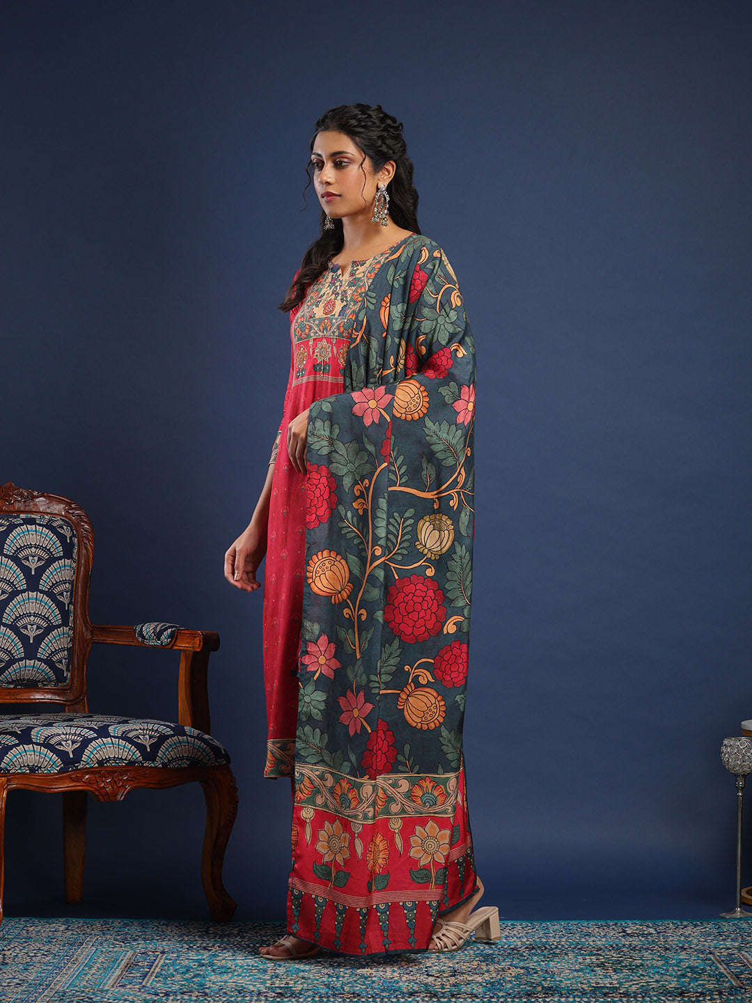 Printed Muslin Kurta With Pant &amp; Dupatta