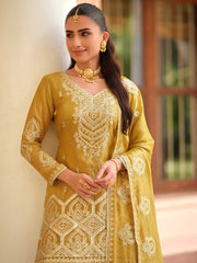 Embroidered Tora Silk Kurti With Gharara & Dupatta