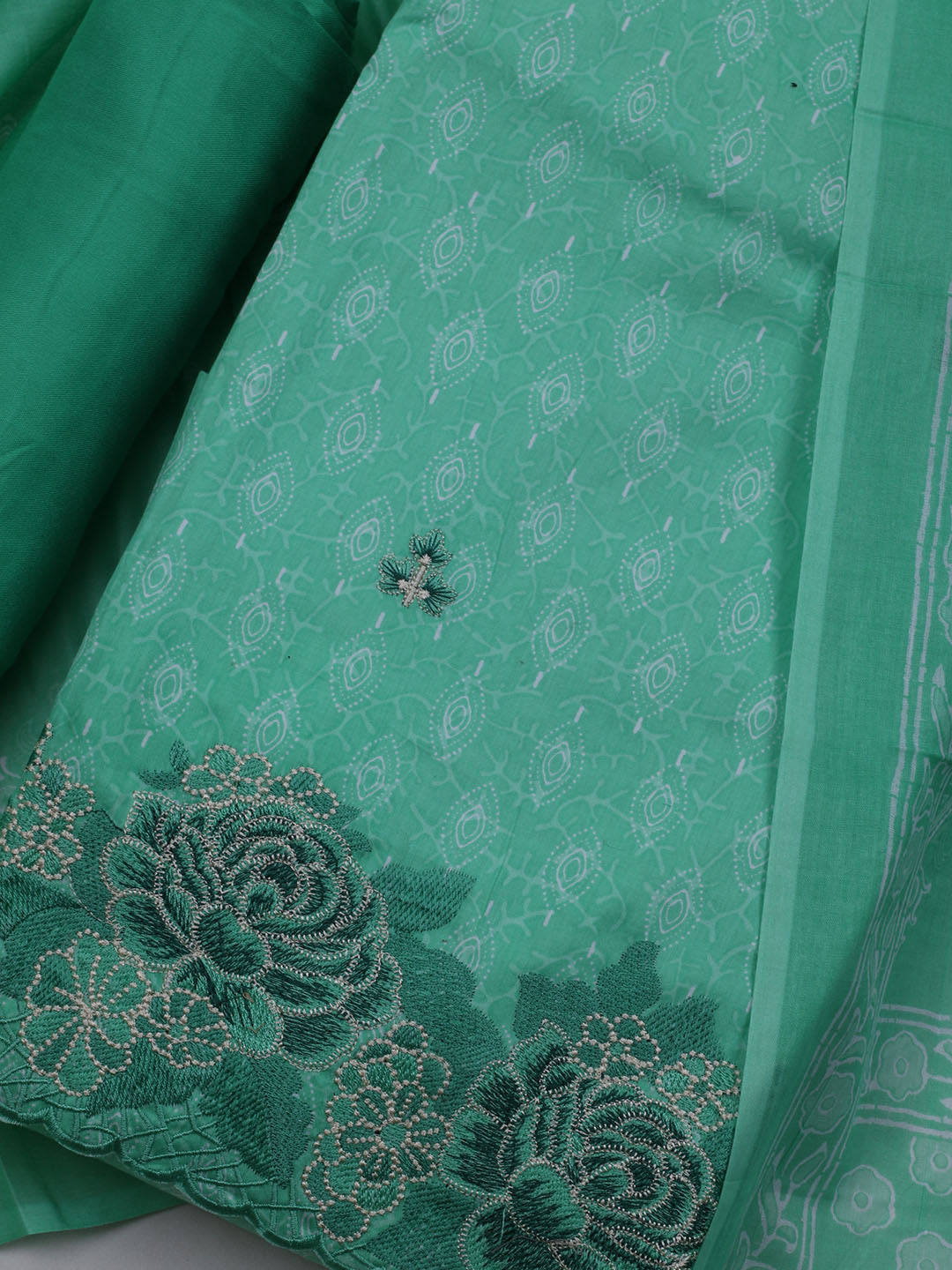 Neck Embroidered Cotton Blend Unstitched Suit With Dupatta