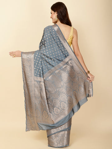 Zari Border Booti Woven Handloom Saree