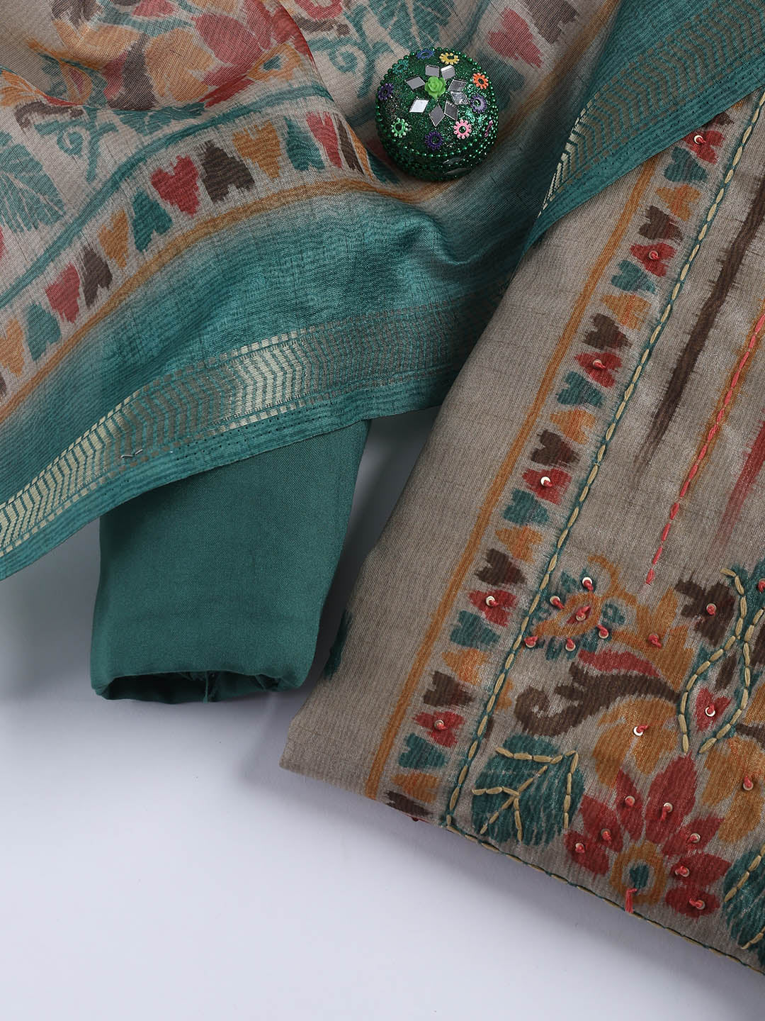 Woven Chanderi Unstitched Suit With Dupatta