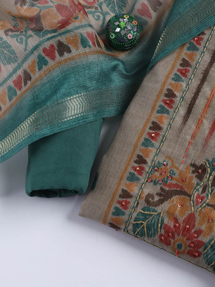 Woven Chanderi Unstitched Suit With Dupatta