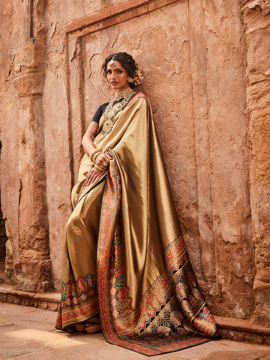 Kani Resham Border Dola Silk Woven Saree