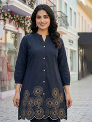 Printed Cotton Blend Kurta With Pant