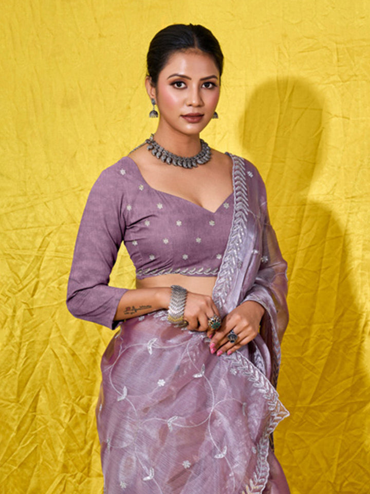 Embroidered Chiffon Saree