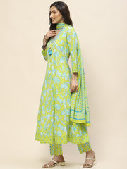 Printed Cotton Suit Set With Dupatta