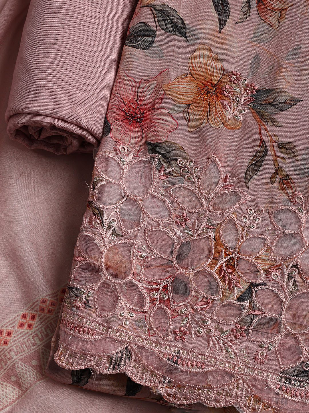 Printed Muslin Unstitched Suit With Dupatta
