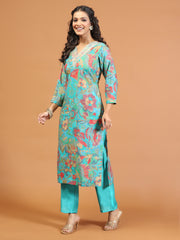 Digital Printed Muslin Kurta With Pants