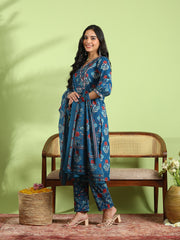 Printed Cotton Kurta With Pant & Dupatta