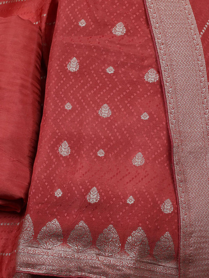Woven Border Chanderi Unstitched Suit With Dupatta
