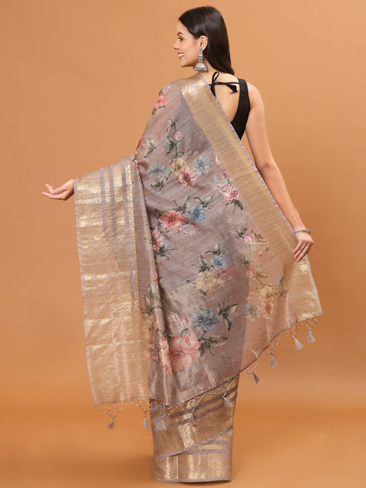 Digital Floral Printed Handloom Saree