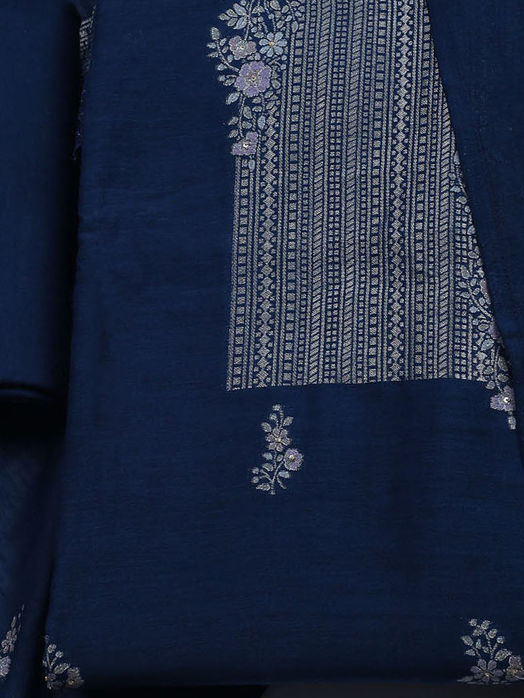 Embroidered Chanderi Unstitched Suit With Dupatta