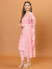 Neck Patti Printed Cotton Unstitched Suit Piece With Dupatta