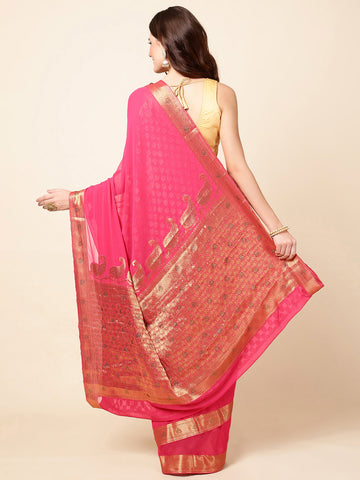 Plain Zari Border Woven Saree