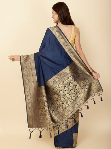 Plain Zari Border Woven Handloom Saree