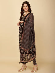 Floral Printed Cotton Unstitched Suit Piece With Dupatta