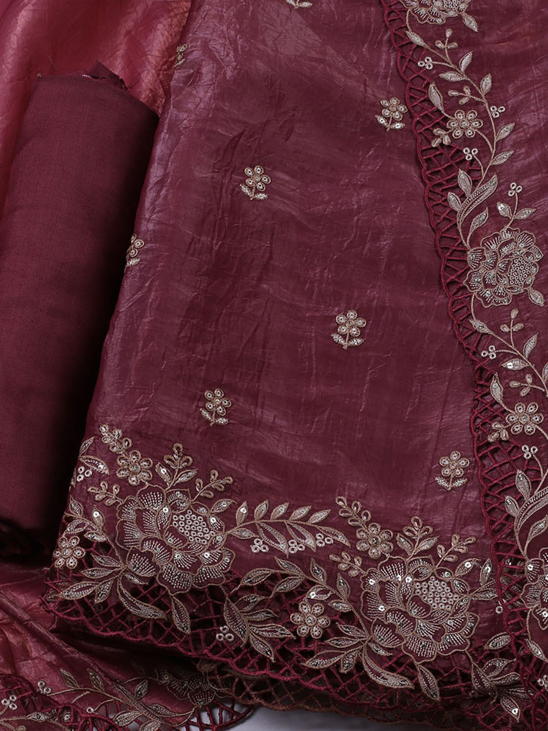Embroidered Tissue Unstitched Suit With Dupatta