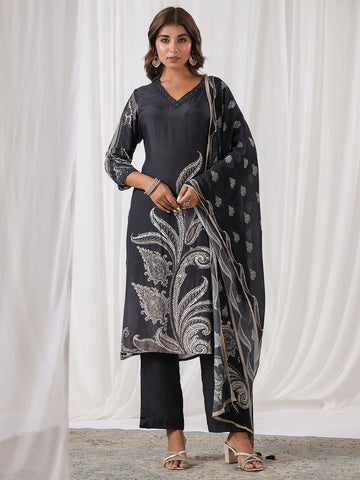 Digital Print Cotton Kurta With Pants & Dupatta